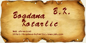 Bogdana Kotarlić vizit kartica